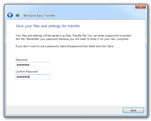 Windows-easy-transfer-password-setting