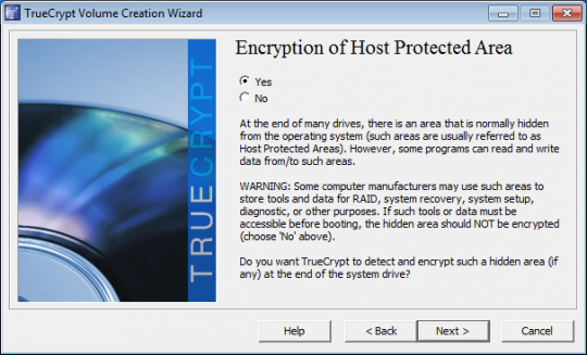 encryption of the host protected area