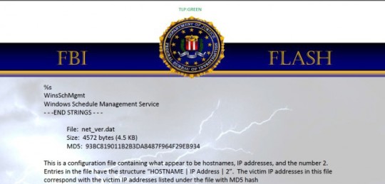 Wiper malware memo from FBI