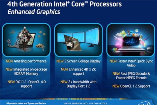 4th generation Intel Core processors Haswell Enhanced graphics