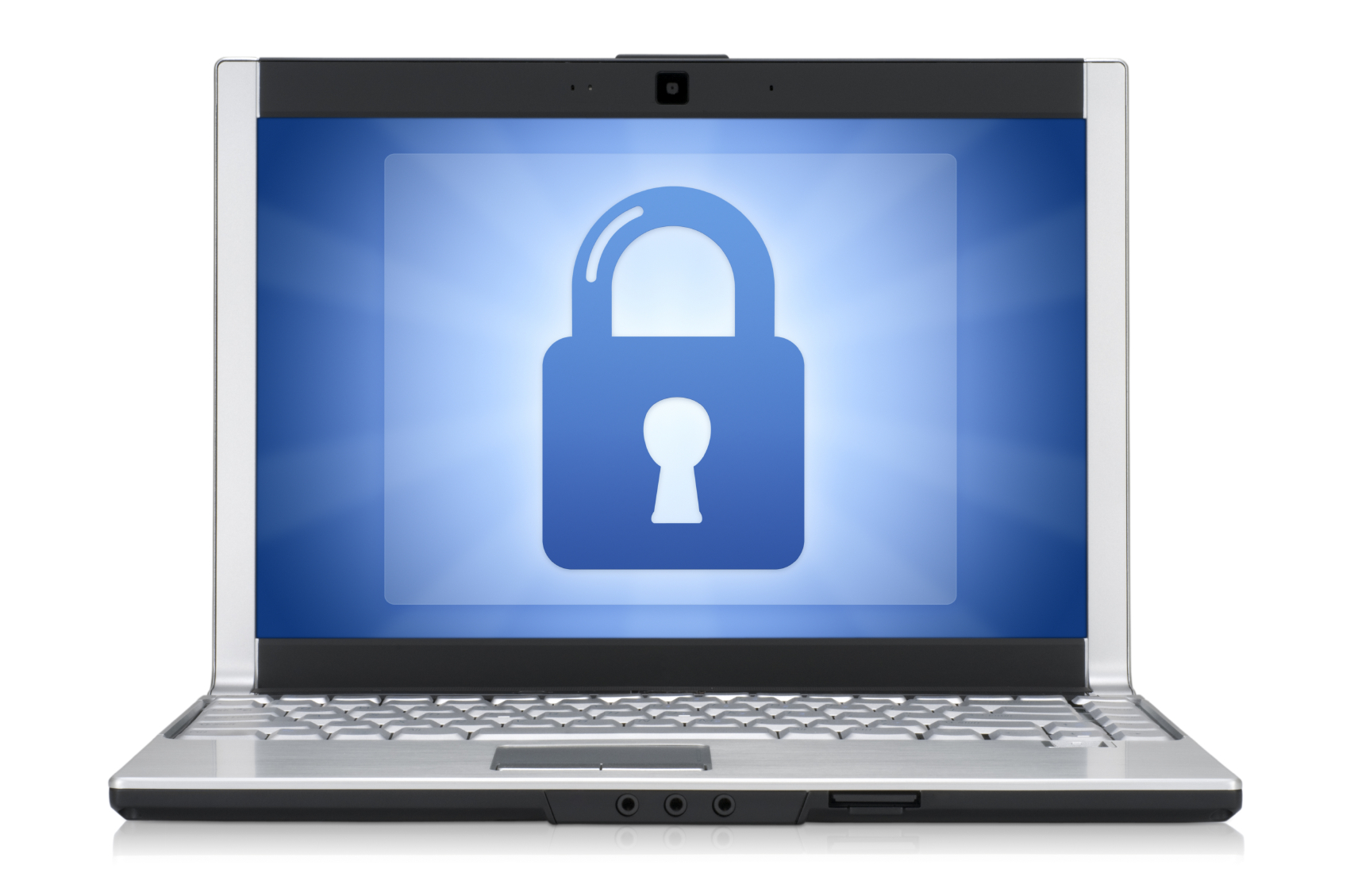 Computer security. Isolated on white with clipping path for laptop.